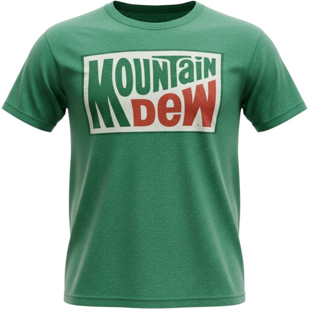 Mountain Dew Logo T-Shirt Small Green Retro Style Graphic Tee Short Sleeve